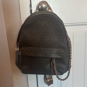 Michael Kors Dark Brown Backpack with Gold Accents